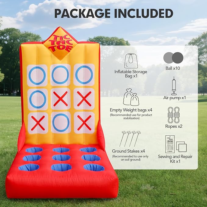 Inflatable Carnival Game with Built-in Blower, Portable Fun Toss Game for Backyard, Outdoor Carnival & Party