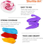 Shuttle Art 12 Colors Acrylic Paint, 250ml/8.45oz Bottles Acrylic Paint Set, Rich Pigments, Bulk Painting Supplies for Artists, Beginners and Kids Painting on Rocks Crafts Canvas Wood