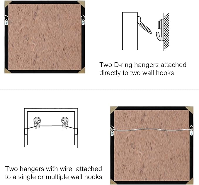 70 Pack D-Ring Steel Picture Hangers Heavy Duty with Screws Picture Frames Double Holes Clasp Picture Hang Solutions, for Hanging Clock Paintings Artwork Picture Frame Hook Photos Mirrors
