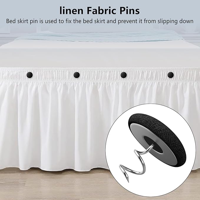 12 Colors Fabric Covered Button Twist Pins Dust Ruffle Pins- for Sofa，Upholstery，Armchair Caddies, Armrest Covers,Bed Skirts, Slipcovers, Headliners (Black, 24)