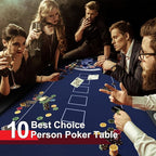 84" Poker Table, 10 Players Foldable Casino Leisure Texas Holdem Table, Portable Folding Game Table with Padded Rails and Cup Holders for Texas Card, Blackjack Board Game（Black）