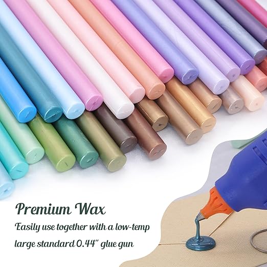 White Sealing Wax Sticks, WASOHLING 20Pcs Glue Gun Wax Seal Sticks for Wax Seal Stamp, White Wax Seals for Christmas Wedding Invitation Envelope Letter Seals, Craft Adhesive (Mini Size)