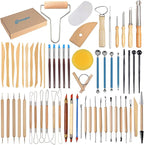 EuTengHao 61Pcs Ceramic Clay Tools Kit Pottery Tools Clay Sculpting Shapers Carving Tool Set Contains Most Essential Wooden Clay Tools for Potters Beginners