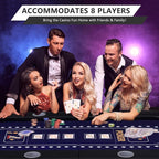71" Foldable Poker Table for 8 Players, Professional Texas Hold'em Casino Table with Padded Rails& Cup Holders, Casino-Grade Felt Folding Game Table for Blackjack, Home, Parties, Game Nights