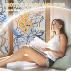 3D Stained Glass Window Privacy Film, Heat Control UV Blocking Static Cling Decorative Window Film for Bathroom,Front Door,Home Non Adhesive,16.9 x 39.3 inches Azure Bloom
