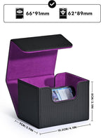 ZLCA Card Deck Box for Trading Cards, MTG Commander Deck Box Holds 120+ Single Sleeved, Leather Magnetic Card Storage Case Fits for TCG CCG Magic (Black& Purple)