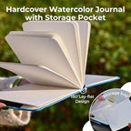 Funto Watercolor Journal, Square, 5.5x5.5, Portable 2-Pack, 48 Pages Each, Blue Cover, 110lb/230gsm, Art Supplies for Mixed Media
