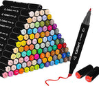Caliart Markers, 100 Colors Dual Tip Art Markers Sketch Pens Permanent Alcohol Based, with Case for Adult Artist Halloween Drawing Sketching (Black Barrel)