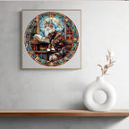 Wooden Puzzles Adults, Maine Cat Library Wooden Puzzles 200 Pieces, Unique Animal Shaped Wood Challenging Jigsaw Puzzles Gifts for Adults, 11.4x11.4in