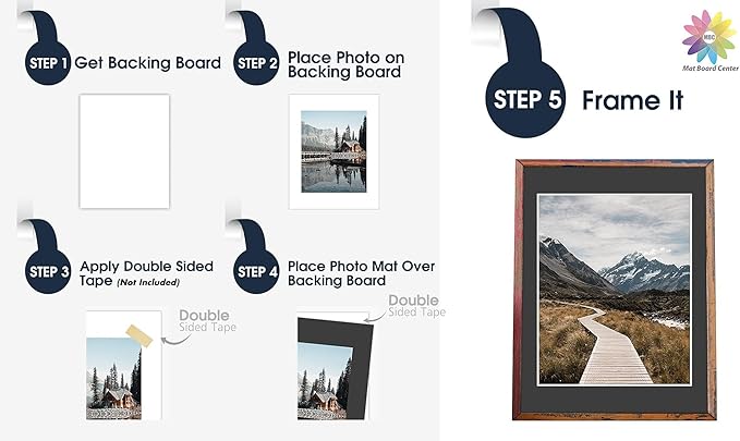 MBC Mat Board Center, Pack of 10, 16x20 for 12x16 Black Photo Picture Mats - Acid Free, 4-ply Thickness, White Core - for Pictures, Photos, Framing