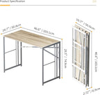 Folding Desk 40 inch Writing Gaming Computer Camping Table, No Assembly Required Home Office Desk, Beige