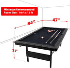 GoSports 6, 7, or 8 ft Billiards Tables - No Assembly, Choose Your Color - Portable Pool Table Includes Full Set of Balls, 2 Cue Sticks, Chalk and Felt Brush