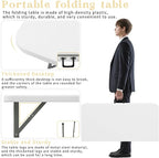 34" Square Folding Table,Multi-Functional Portable Folding Card Table with Carrying Handle for Indoor Outdoor Camping,Picnic, Office, Party Use, HDPE Plastic Tabletop with Metal Frame(White)
