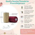Sewing Thread-24 Spools of Polyester Thread for Sewing Machine for Beginners, Hand Stitching & Quilting-1000 yds Each in 22 Colors+Bonus Black & White
