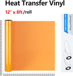 guangyintong Light Orange Heat Transfer Vinyl HTV Rolls, 12" x 8ft Light Orange Iron on Vinyl for T-Shirts Glossy Surface HTV Vinyl for All Cutter Machines Easy to Cut & Weed for Heat Vinyl Design