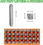 HARFINGTON 36pcs Metal Stamping Kit 1/4" (6mm) Steel Uppercase Letter and Number Punch Set (A-Z / 0-8 / "&" Symbol) Punch Press Tool with Case for Imprinting Metal Plastic Wood Leather