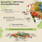 2000 Pieces Puzzle Board 3-in-1 Double-Sided & Rotating & Tilting, Plastic Puzzle Table with Sorting Boxes and PVC Cover, Portable Lazy Susan Jigsaw Puzzle Board for Adults, Gray Green
