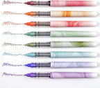 WRITECH Liquid Ink Rollerball Pens: Multi Colored 0.5mm Extra Fine Point Tip Rolling Roller Ball Pen 8ct Assorted Colors for Journaling Smooth Writing Note Taking No Bleed & Smudge & Smear