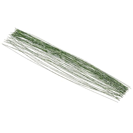 PATIKIL 30 Gauge 16" Floral Stem Wire, 100 Pcs Paper Wrapped Iron Artificial Flower Stem Accessories for DIY Bouquet Stem and Craft Decoration, Dark Green