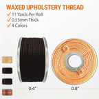 VONEEDL Heavy Duty Sewing Needles (11 PCS) & Waxed Thread (4 Different Brown Colors) - Upholstery Repair Kit for Leather, Canvas, Quilting & More