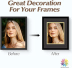 Mat Board Center, Double Mat - Acid Free, 8-ply Thickness, White Core - for Pictures, Photos, Framing (Black Over Gold, 11x14 for 8x10, Pack of 5)