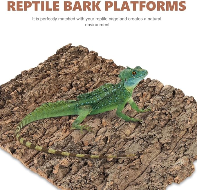 Totority Cork Bark 3Pcs Plants Decor Cork Terrarium Background, Cork Tile Background Decorative Tree Bark Adornment Reptile Climbing Plaything for Gecko Lizard Tortoise Frog Bearded Dragon Tank Access