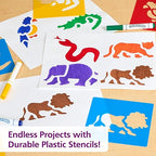 Washable Plastic Jungle Stencils - Set of 6