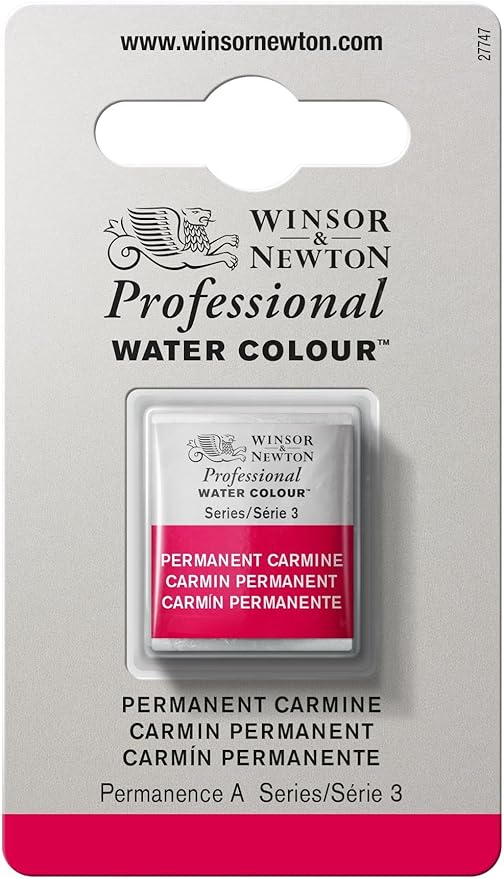 Winsor & Newton Professional Water Colour Paint, Half Pan, Permanent Carmine
