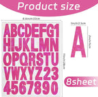 Starboling Letter Stickers,2 inch 8 Sheets Rose red Alphabet Sticker,Self Adhesive Vinyl Letter Stickers Mailbox Numbers,for Arts Crafts Outdoor Sign Poster Mailbox Sign Doors Mailboxes Car Truck