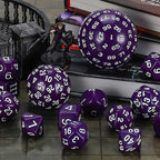CiaraQ DND Polyhedral Dice Set (15pcs) D4-D100 Game Dice with Dice Bag for Dungeons and Dragons Role Playing Table Games (Purple & White)