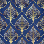 ALAZA Art Deco Floral Royal Blue & Gold Cloth Napkins Set of 4, 20x20 Inch Washable and Reusable Napkin for Decoupage Dinner Party Everyday Use