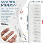 Anivia Deco Mesh Ribbon, 10inch x 30 Feet Each Roll Metallic Foil Mesh Ribbon for Wreaths Swags, Holloween, and Christmas Tree Decoration (White/Silver Foil)