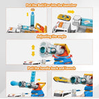 Dwi Dowellin Truck Toys for Kids, 28" Large Car Toys Include 4 Racing Cars+6 Ball, with Light & Sounds, Eejection&Shooting Transport Cars Toy, Gifts for Boys Girls 3-12 Year Old-Blue