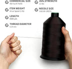 Extra Strong Bonded Nylon Thread #69 Tex70 – 16 OZ, 6000yds, Versatile Stitching Solution for Leather, Upholstery, Canvas Repair and More (Dark Brown)
