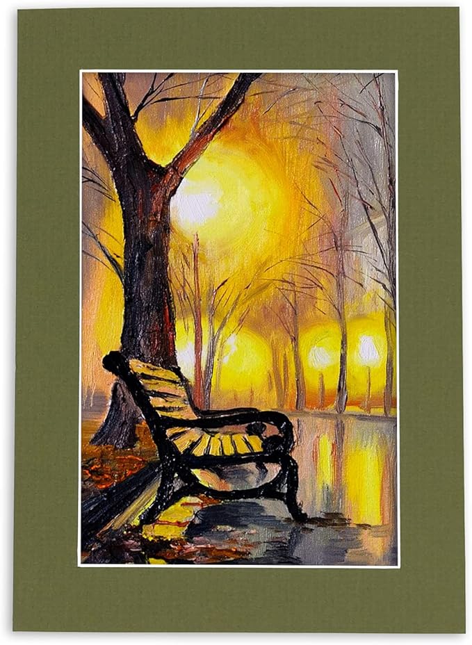11x14 Mat for 8.5x11 Photo - Precut Dill Green Picture Matboard for Frames 11 x 14 Inches - Bevel Cut to Display Art 8.5 x 11 Inches - Acid Free Pack of 10 MATS with Backing Boards & Clear Bags