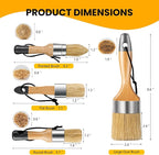 Chalk and Wax Paint Brush Furniture Set of 4, Small Round and Large Oval Brush with Natural Bristles, Perfect for Painting or Waxing Furniture, Ideal for Home Decor