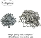 150 Pack Small D-Ring Steel Picture Hangers with Screws Picture Frames Picture Hang Solutions, for Hanging Clock Paintings Artwork Picture Frame Hook Photos