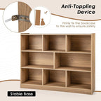 Toy Storage Organizer, 3-Tier Kids Bookshelf, 8 Cube Kids' Bookcases, Cabinets & Shelves, Wooden Toy Organizers, Small Book Shelf for Bedroom, Playroom, Classroom, Nursery (Natural)