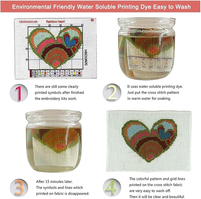 Leczany Cross Stitch Stamped Kit for Adults or Kids - Colorful Rooster | DIY Embroidery Starter Patterns Craft Kit Needlepoint for Beginner | 11CT, 3 Strands | 17.3x13 inches