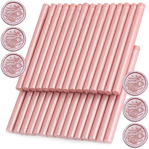 Rose Gold Wax Seal Sticks, 30pcs Sealing Wax Sticks, HOSEALING Glue Gun Wax Seal Sticks for Wax Seal Stamp, Premium Sealing Wax for Wedding Invitations, Letter, Envelope (Mini Size)