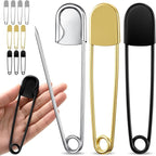 Juexica 10 Pcs 5 Inch Jumbo Stainless Steel Safety Pins Large Heavy Duty Huge Strong Laundry Pins for Upholstery Sewing Quilting Key Rings Craft Outdoor (Black,Silver,Gold)