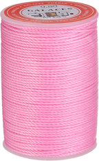 uxcell Round Leather Sewing Waxed Thread, 55m / 60 Yards Wax Polyester String, 0.8mm Waxed Stitching Cord for Leather Crafts, Bookbinding, Bracelets Braided, Pink