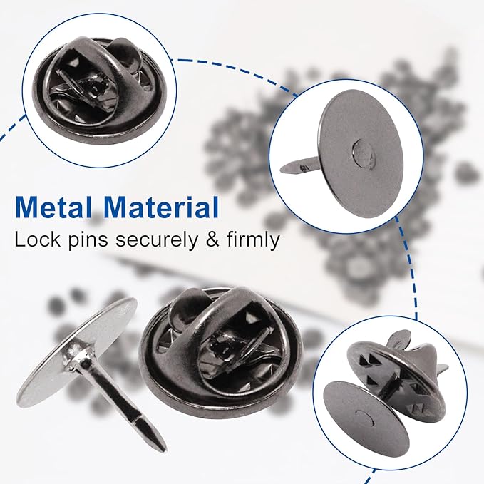 50 Set Pin Backs, Blank Pins Scatter Butterfly Clutch Pin Holder Enamel Pin Locking Backs Tie Tacks Jewelry Pin Backings Clasp for Brooch Lapel Hat Uniform Badges Tie Tack (10mm, Black)