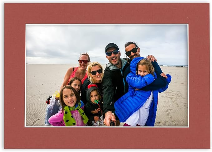 Pack of TEN 11x14 Mats Bevel Cut for 8.5x11 Photos - Acid Free Brick Red Precut Matboards For Pictures, Photos, Framing - 4-ply Thickness