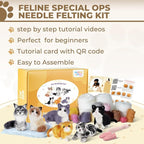 MOREJMTT Needle Felting Kit, 6 PCS Animal Needle Felting Beginner Kits, Wool Felt Needle Felting Tools Foam Pad, Craft Party Supplies for Beginners Adult(Cat Family)