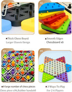Upgraded Chain Triangle Chess Game, 3-in-1 Multi-Functional Board Games, Chain Link Game, Chinese Checkers, Educational Toy for Adults and Kids Age 3+, 2-6 Players, Fun for Family, Grandson, Party