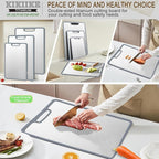 Titanium Cutting Board Double-sided non-slip silicone edging Pure Titanium Cutting Boards for Kitchen - Double-Sided Food-Grade Chopping Board Non-Stick Durable and easy to clean (Large)