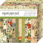Origami Paper Kit Dobule Sided 100 Sheets 100 Colors 6 Inch Japanese Chiyo Square Easy Fold Arts Crafts DIY Handwork Origami Papers Beginner Coffee Newspapers