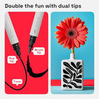 ARTISTRO 5 Black Dual Tip Brush + Fine Acrylic Paint Markers - Easy for All Ages & Levels Paint Pens for Fabric, Rock, Glass, DIY - Halloween Pumpkin Painting Kit, Art Supplies, Christmas Gift