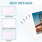 ZBEIVAN 11x14 White Picture Mats with Core Bevel Cut Frame Mattes for 8.5x11 Pictures - Pack of 5